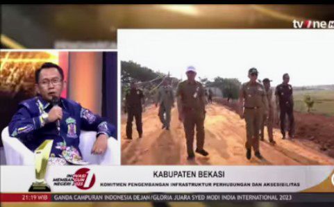 Penjabat Bupati Bekasi Dani Ramdan saat talkshow di tvOne.