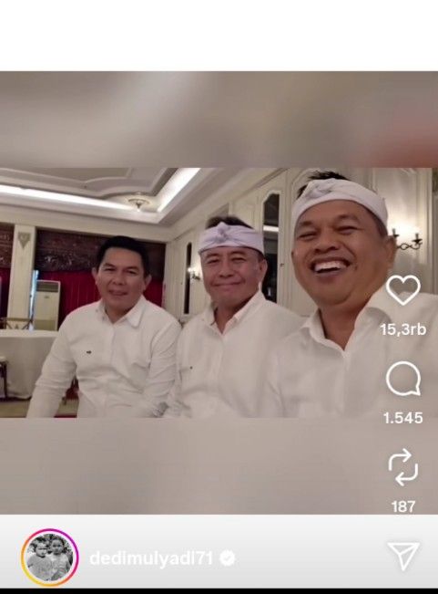 Gubernur Jabar Dedi Mulyadi didampingi Sekda Jabar Herman Suryatman dalam unggahan video di Instagramnya seusai mendatangi dan menerima penjelasan dari BI, Rabu 22 Oktober 2025.
